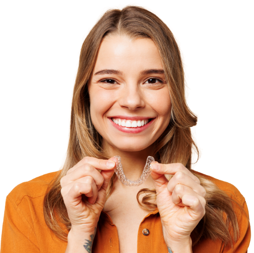 woman with Invisalign and braces